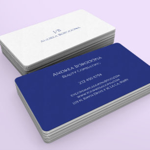 Cartão De Visita Cores Reversíveis Mínimas Azul-Navy Branco