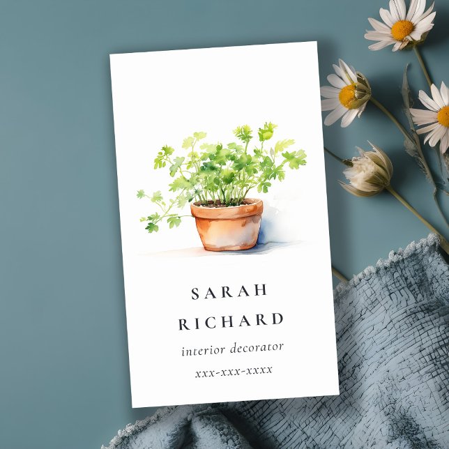 Cartão De Visita Coriander Aquarela De Berço Potente (Criador carregado)