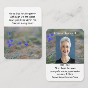 Cartão De Visita Cornflower Wilflower Memorial Pocket Keepsael