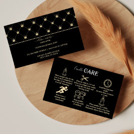Cartão De Visita Coroa com padrão em preto dourado de alta qualidad