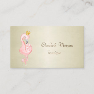 Cartão De Visita Coroa de Flamingo Rosa Elegante Sofisticada Profis