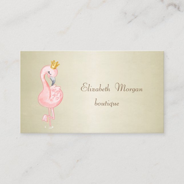 Cartão De Visita Coroa de Flamingo Rosa Elegante Sofisticada Profis (Frente)