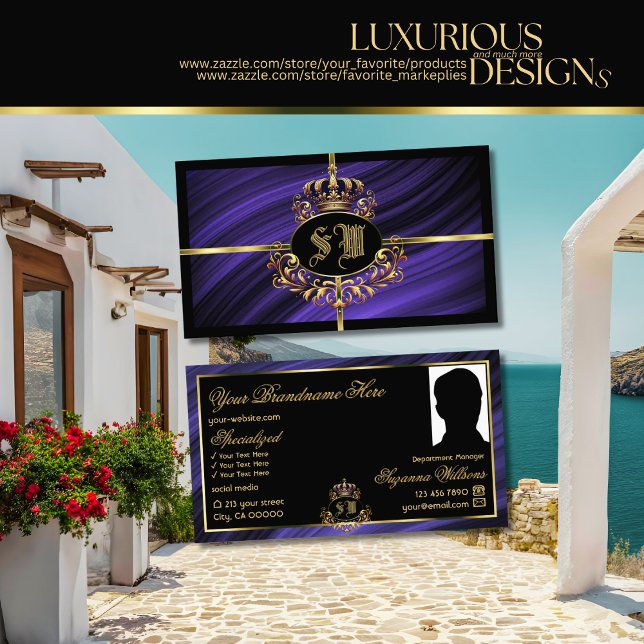 Cartão De Visita Coroa Dourada Real Pulmonar com Foto Monograma (Criador carregado)