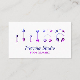 Cartão De Visita Corpo Piercing Studio, rosa púrpura