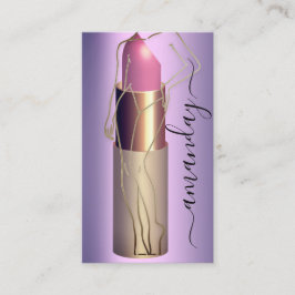Cartão De Visita Corpo Profissional Lipstick Código QR Roxo