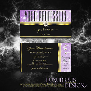 Cartão De Visita Corpo Roxo Elegante Brilhante Dourado Bodern 
