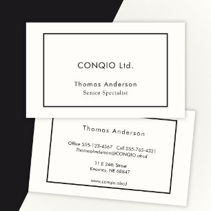 Cartão De Visita Corporação branca e negra minimalista elegante