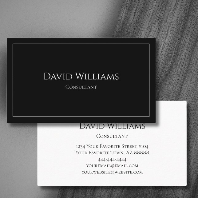 Cartão De Visita Corporação profissional moderna Black White (Criador carregado)