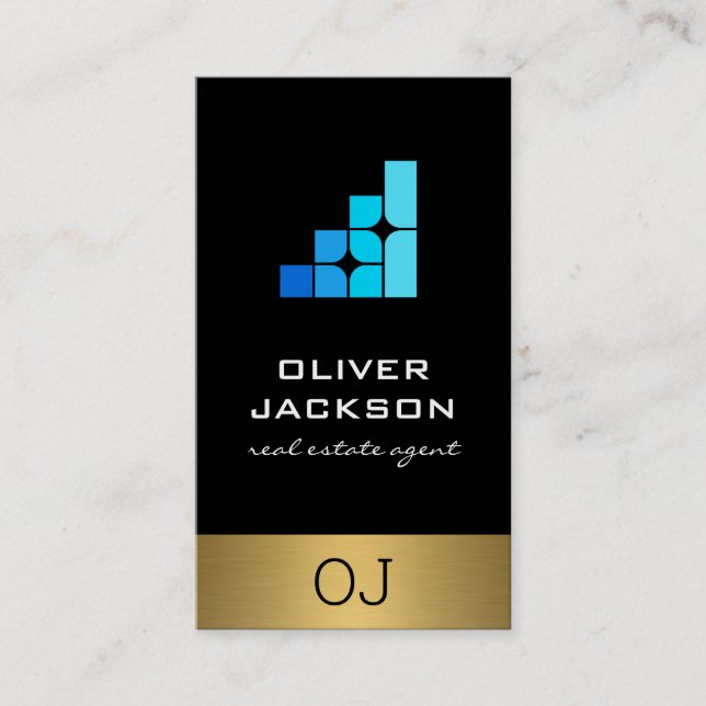 Cartão De Visita Corporate Geometric Blue Shapes Logo (Frente)
