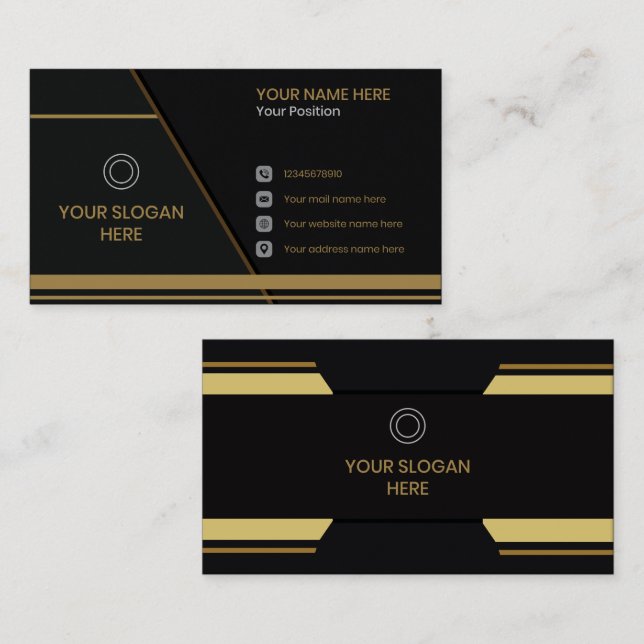 cartão de visita corporativo negro moderno (Frente/Verso)