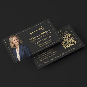 Cartão De Visita Corretor de Imóveis Foto Elegante Chave Corretor H