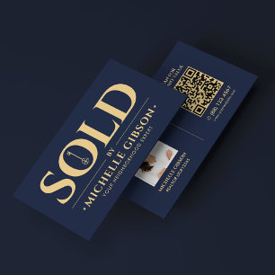Cartão De Visita Corretor de Imóveis Realtor Foto QR Azul Marinho E