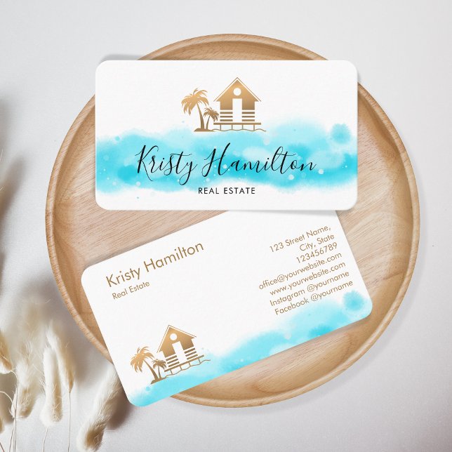 Cartão De Visita corretor imobiliário casa de areia (Criador carregado)