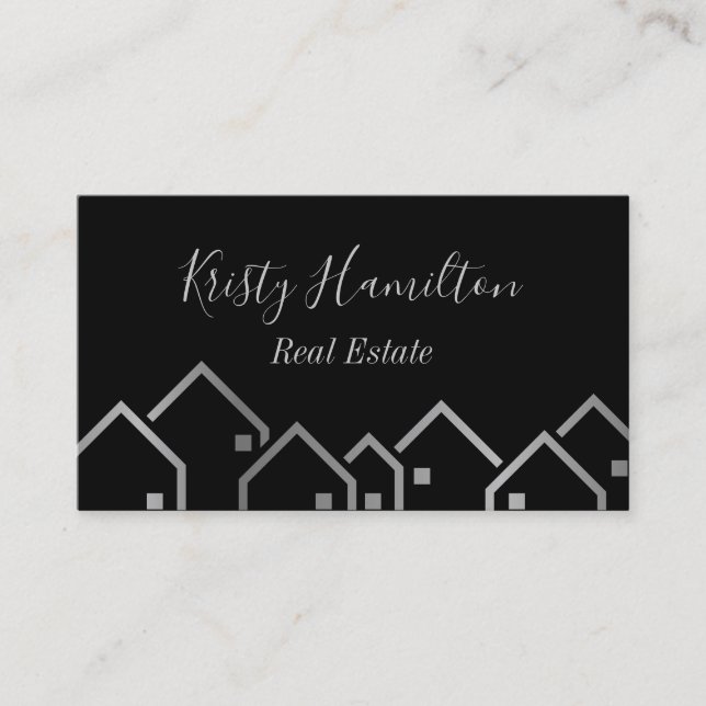 Cartão De Visita corretor imobiliário imobiliária prata (Frente)