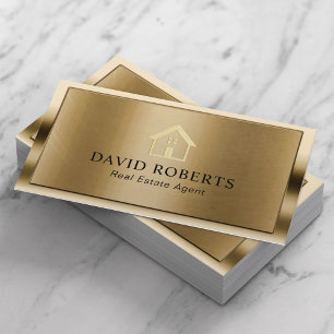 Cartão De Visita Corretor Imobiliário Logotipo Casa Dourada Profiss