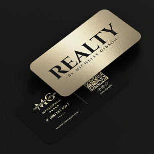 Cartão De Visita Corretor Imobiliário Luxo Black Faux Gold