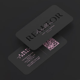 Cartão De Visita Corretor Imobiliário Rosa Preto Minimalista Corret