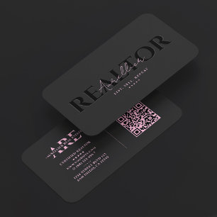 Cartão De Visita Corretor Imobiliário Rosa Preto Minimalista Corret