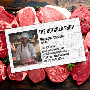 Cartão De Visita Cortador de Carne Profissional, Açougue