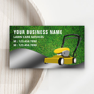 Cartão De Visita Corte de erva amarela para jardinagem