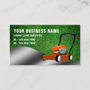 Cartão De Visita Corte de grama do serviço de jardinagem laranja