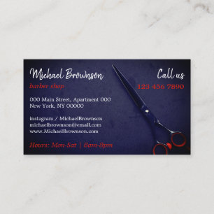 Cartão De Visita Corte de Tesoura Navy Men Grooming Studio