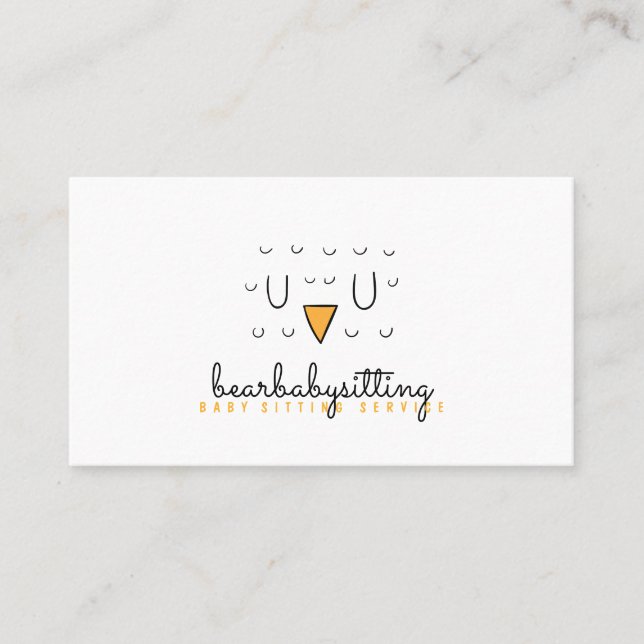 Cartão De Visita Coruja Bird Face Animal Baby Sitter (Frente)