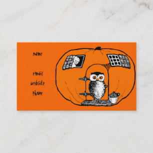 Cartão De Visita Coruja da casa da abóbora do vintage