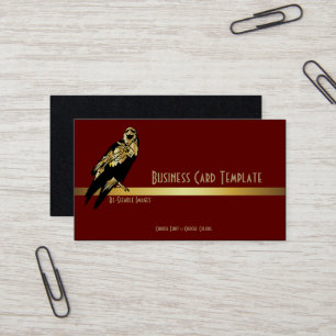 Cartão de Visita Corvo Pássaro Preto Dourado