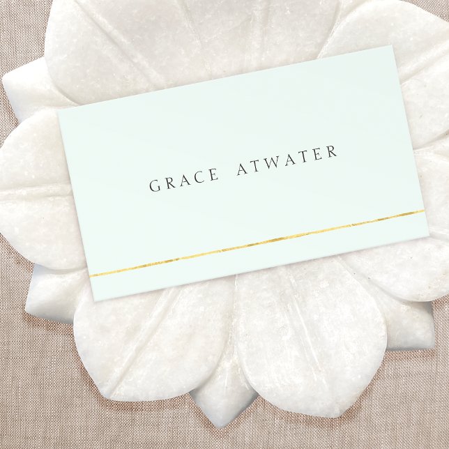 Cartão De Visita Cosmetologia Elegante Simples, Spa, Azul Dourado e (Criador carregado)