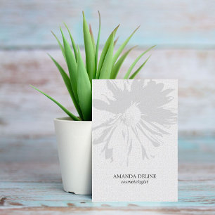 Cartão De Visita Cosmetologist floral elegante moderno do branco da