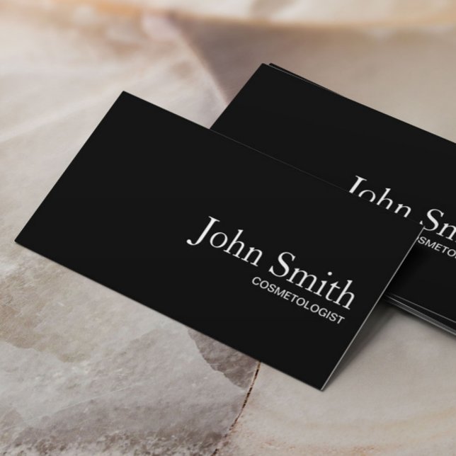 Cartão De Visita Cosmetologista Preto Negro Simples Maquiagem de Có (Criador carregado)