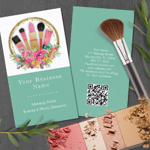 Cartão De Visita Cosmetólogo da Artista Makeup Beauticista Código Q