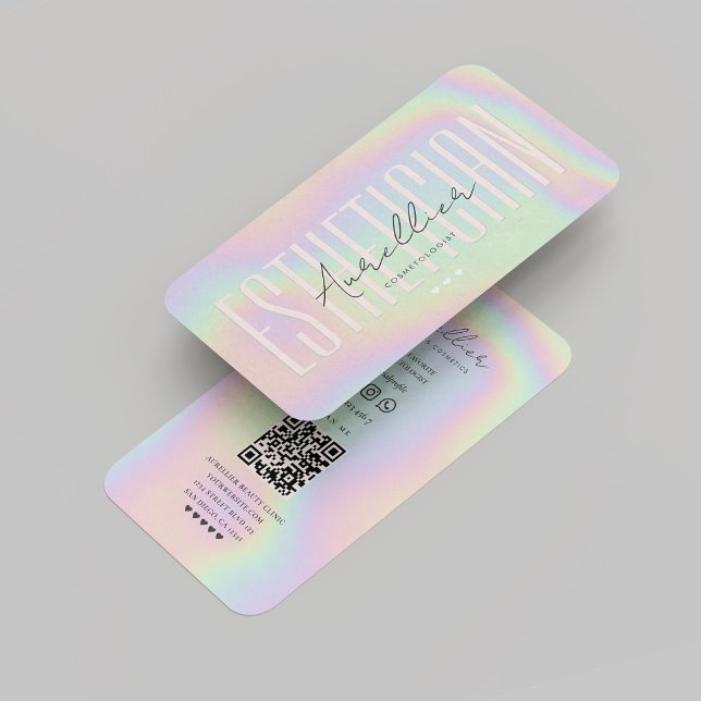 Cartão De Visita Cosmetólogo Esteticista Moderno Holographic (Modern Esthetician Cosmetologist Holographic Business Card
)