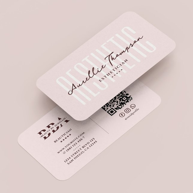 Cartão De Visita Cosmetólogo Esteticista Rosa-Rosa Estética Moderna (Cosmetologist Esthetician Pink Aesthetic Modern Business Card
)