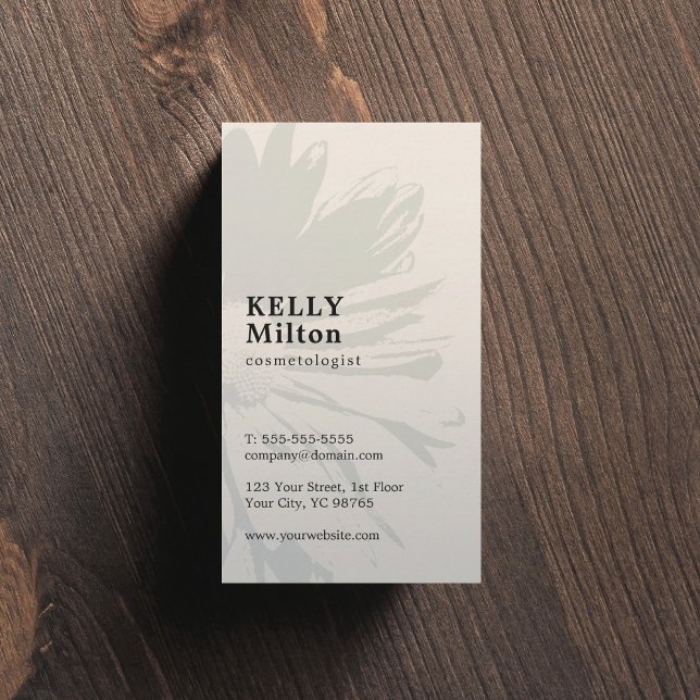 Cartão De Visita Cosmetólogo Floral Simples Elegante (Criador carregado)