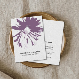Cartão De Visita Cosmetólogo Roxo de Textura Floral Moderna Elegant