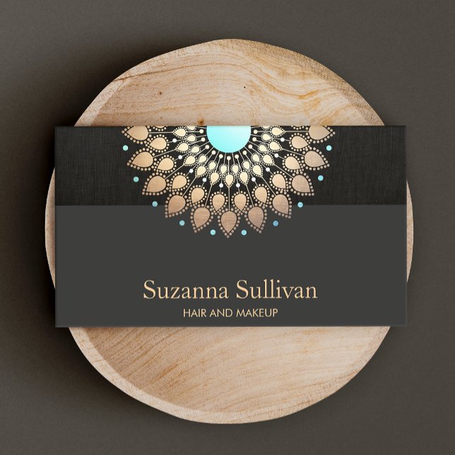 Cartão De Visita Cosmetology Beauty Salon Dourado Black Makeup Arti (Criador carregado)