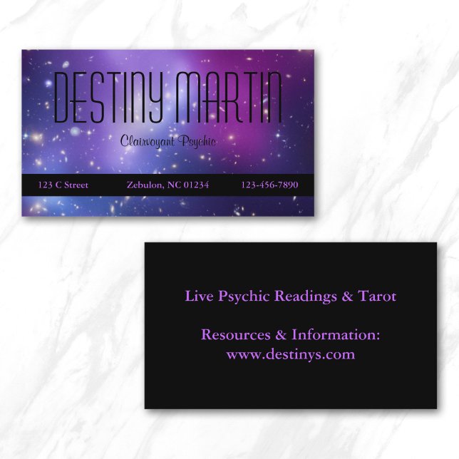 Cartão De Visita Cósmico Metafísico Roxo Bonito (Pretty Purple Cosmic Metaphysical Business Card)