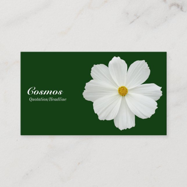 Cartão De Visita Cosmos brancos - Verde escuro 003300 (Frente)