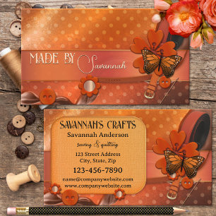 Cartão De Visita Costura Quilting Laranja Artesanato