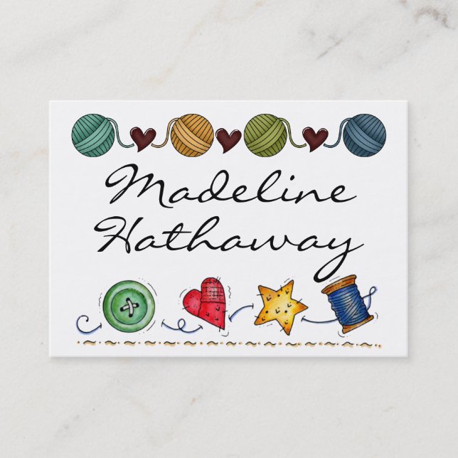 Cartão De Visita Costura - tricô - artesanal - SRF (Frente)