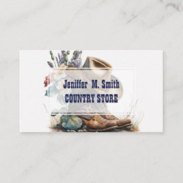 Cartão De Visita Country Cowgirl Boots Flower Hat Texas