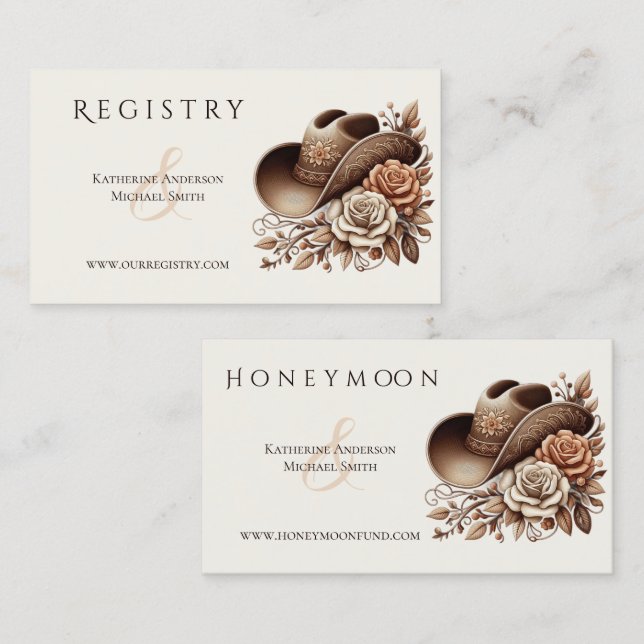 Cartão De Visita Country Western Cowgirl Hat com Flores (Frente/Verso)