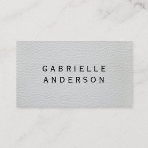 Cartão De Visita Couro branco e preto Elegante profissional