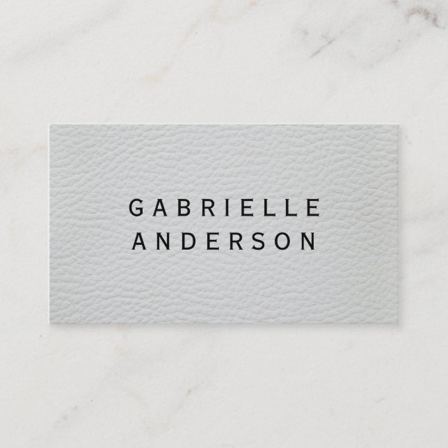 Cartão De Visita Couro branco e preto Elegante profissional (Frente)