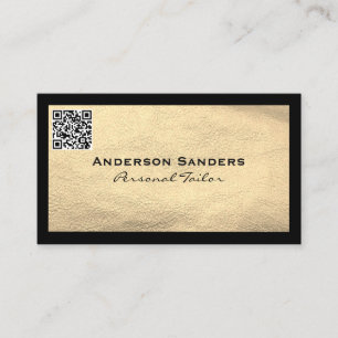 Cartão De Visita Couro Dourado Preto Código QR
