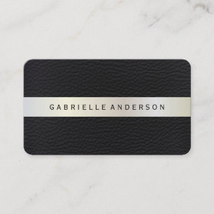 Cartão De Visita Couro Elegante com Trim Metálico Luxo