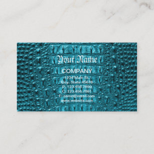 Cartão De Visita couro feminino do jacaré do azul de turquesa da