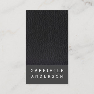 Cartão De Visita Couro Preto Chic com Texto Negrito